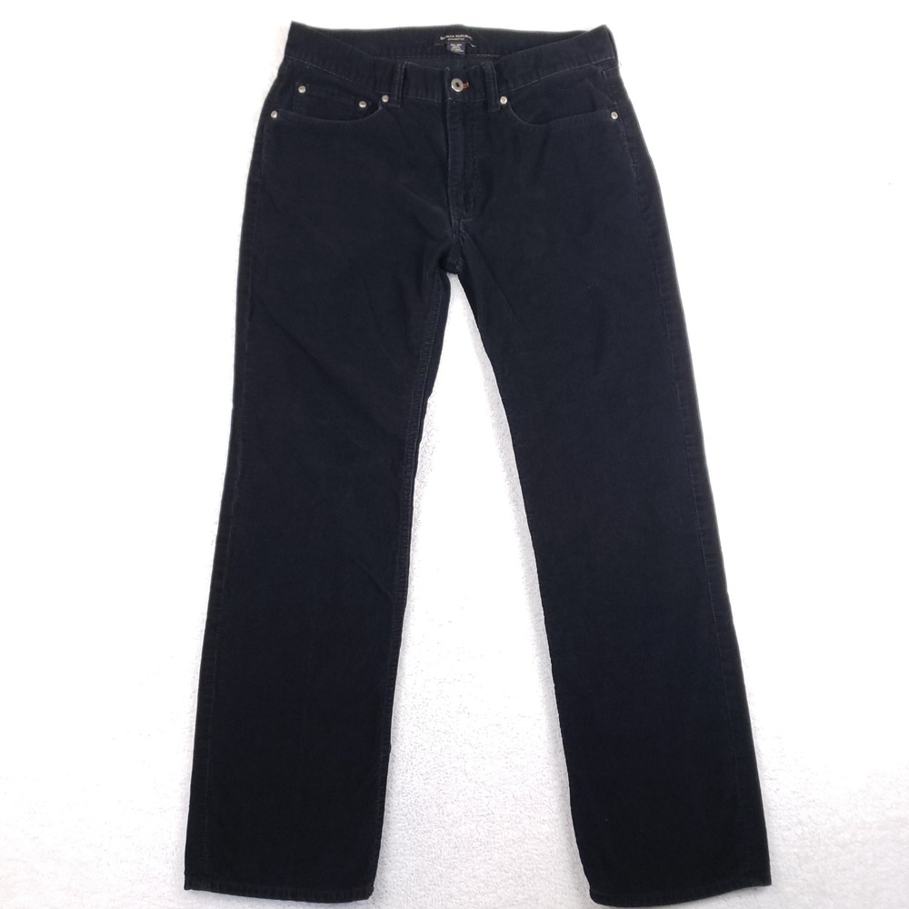 Banana Republic Mens Black Corduroy Straight Fit Pants 32x30 Preppy Heritage